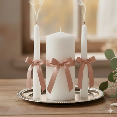 3-teiliges Hochzeitskerzen-Set "Ewige Verbundenheit"